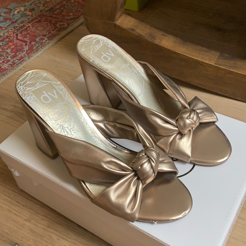 Dolce Vita Block heel knot mules bronzed 8